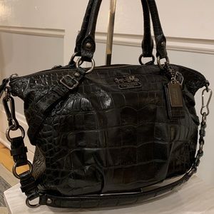Coach Black Croc-Embossed Shoulder Bag EUC